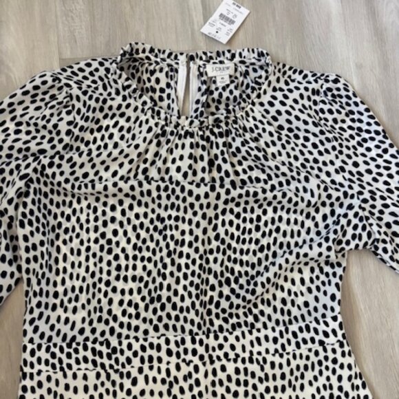 J Crew Ruffle Neck Leopard Peasant Dress NWT size 6 - Picture 4 of 6
